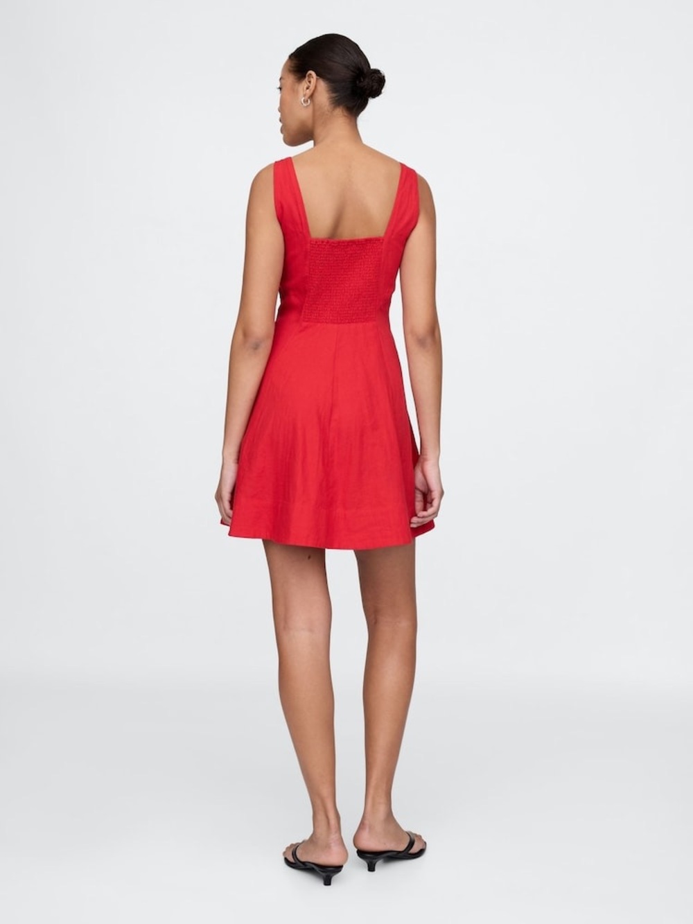 NWT GAP Red Heavyweight Square Neck Linen-Blend Mini Dress M Petite - Picture 2 of 7